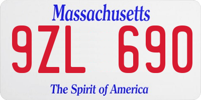 MA license plate 9ZL690