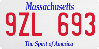 MA license plate 9ZL693