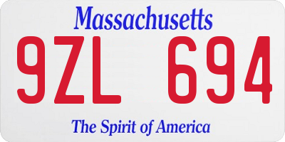 MA license plate 9ZL694