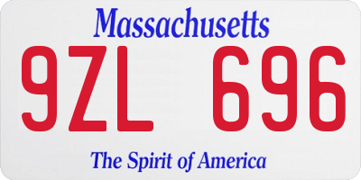 MA license plate 9ZL696