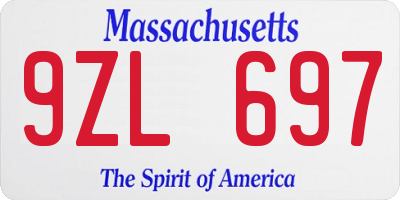 MA license plate 9ZL697