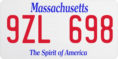 MA license plate 9ZL698