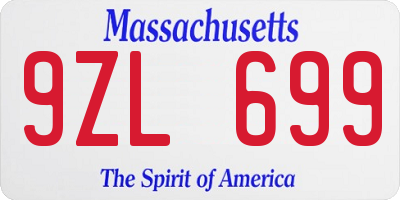 MA license plate 9ZL699