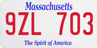 MA license plate 9ZL703