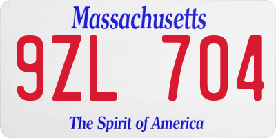 MA license plate 9ZL704
