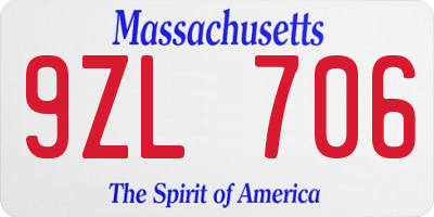 MA license plate 9ZL706