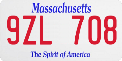 MA license plate 9ZL708