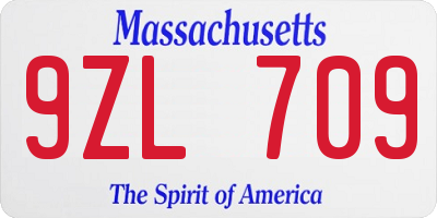 MA license plate 9ZL709