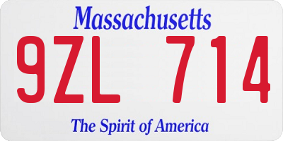 MA license plate 9ZL714