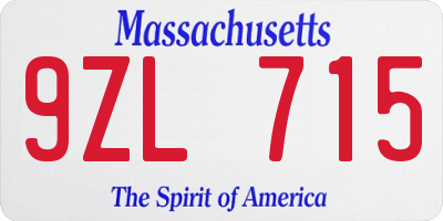 MA license plate 9ZL715
