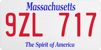 MA license plate 9ZL717