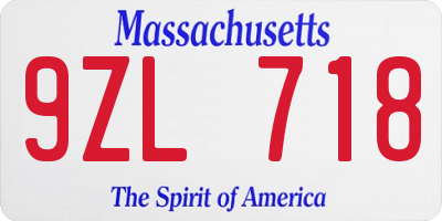 MA license plate 9ZL718