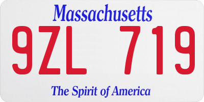 MA license plate 9ZL719