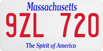 MA license plate 9ZL720