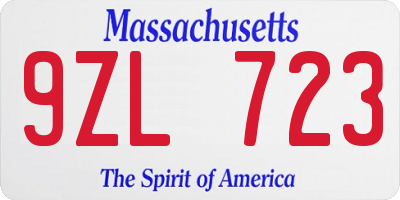 MA license plate 9ZL723