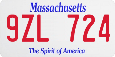 MA license plate 9ZL724