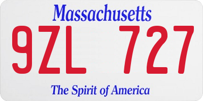 MA license plate 9ZL727