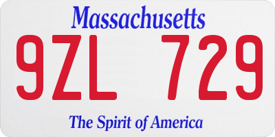 MA license plate 9ZL729