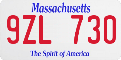 MA license plate 9ZL730