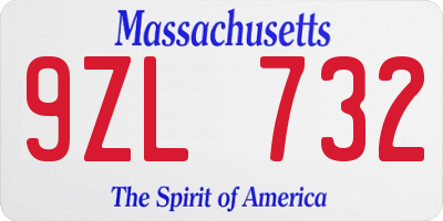 MA license plate 9ZL732