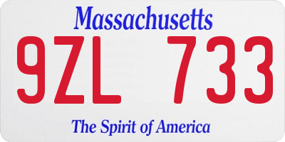 MA license plate 9ZL733