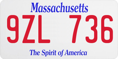 MA license plate 9ZL736