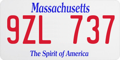 MA license plate 9ZL737