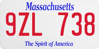 MA license plate 9ZL738