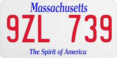 MA license plate 9ZL739