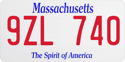 MA license plate 9ZL740