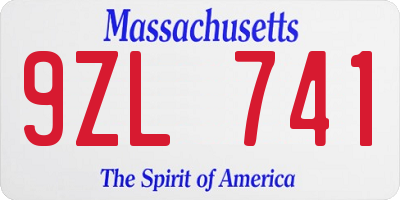 MA license plate 9ZL741