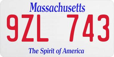 MA license plate 9ZL743