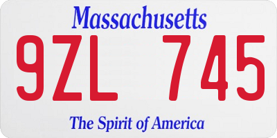 MA license plate 9ZL745