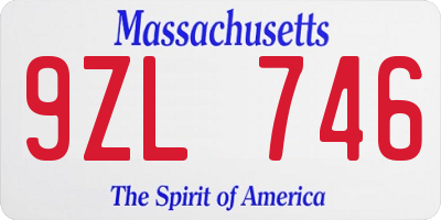 MA license plate 9ZL746