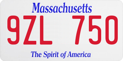 MA license plate 9ZL750