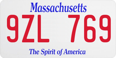 MA license plate 9ZL769