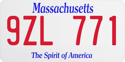 MA license plate 9ZL771