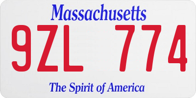 MA license plate 9ZL774
