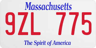 MA license plate 9ZL775