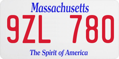 MA license plate 9ZL780