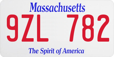 MA license plate 9ZL782