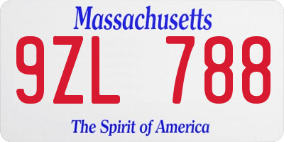 MA license plate 9ZL788