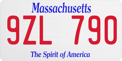 MA license plate 9ZL790