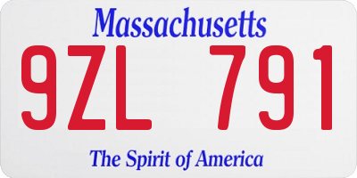 MA license plate 9ZL791