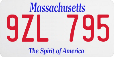 MA license plate 9ZL795