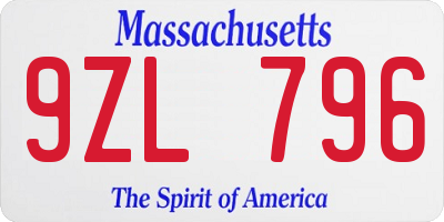 MA license plate 9ZL796