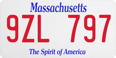 MA license plate 9ZL797