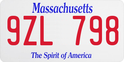 MA license plate 9ZL798