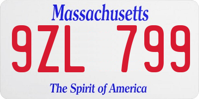 MA license plate 9ZL799