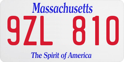 MA license plate 9ZL810